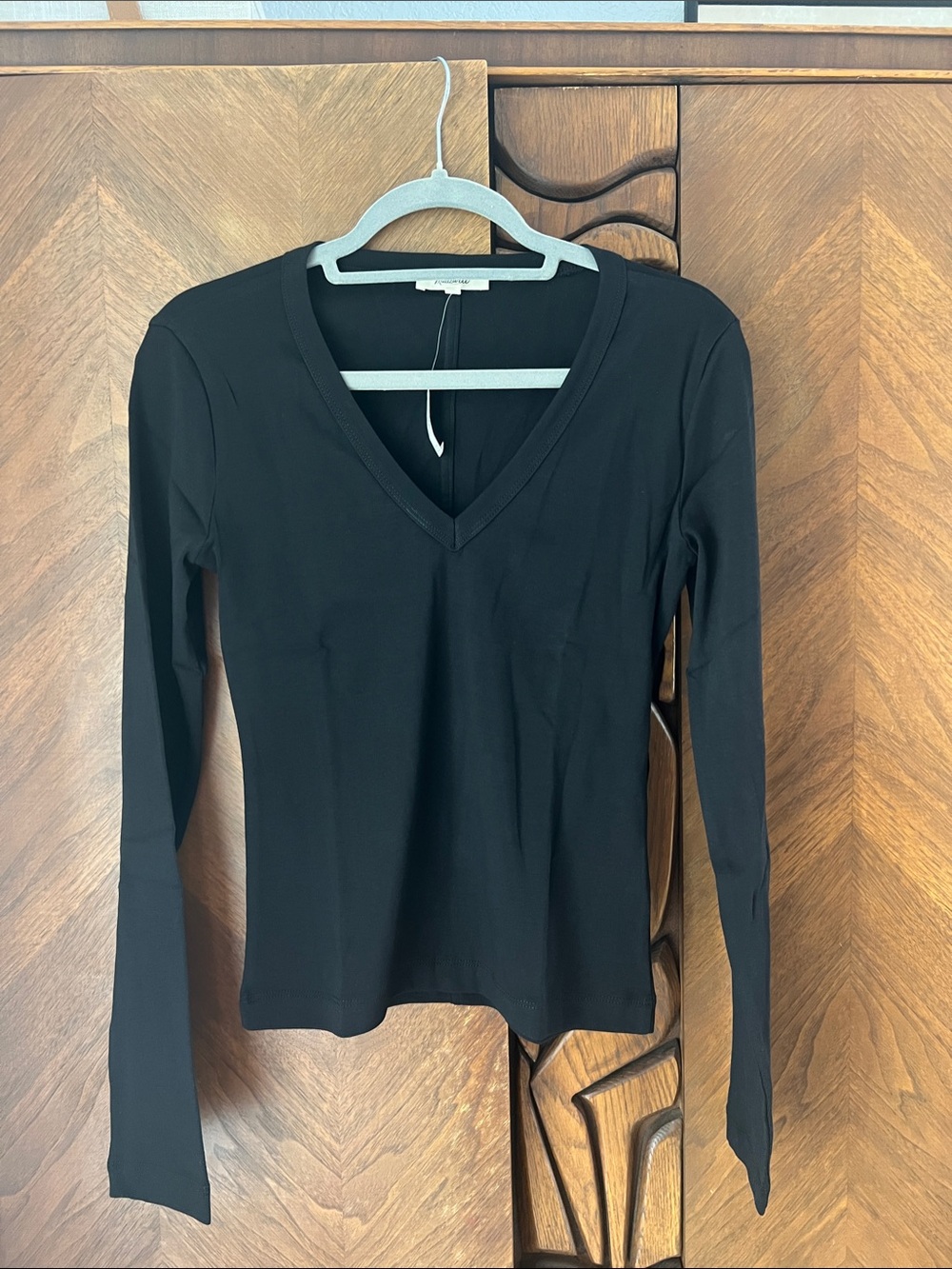 Madewell Black V-Neck Long-Sleeve Tee